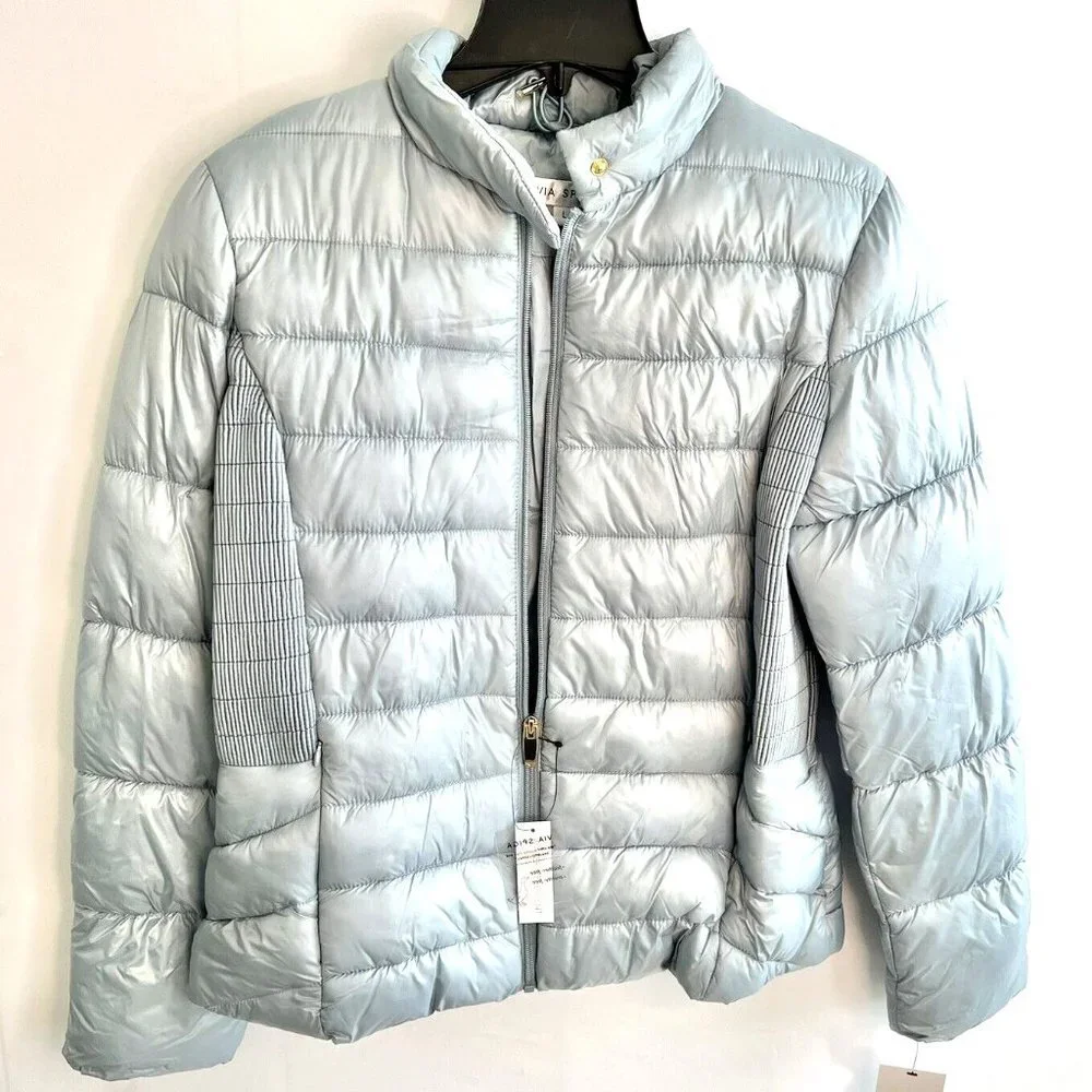 Via Spiga Women’s Blue Quilted Coat Large